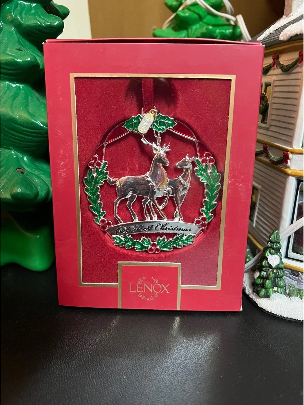 NEW 2022 LENOX Our First Christmas Silver Red Green Accents Ornament